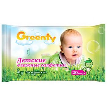 Влажные детские салфетки Greenty 20 шт
